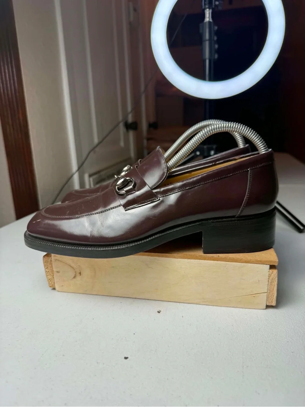 GUCCI  Horsebit Brown Leather Loafer Sz 7 US 1953 Jordaan Moccasin $1130